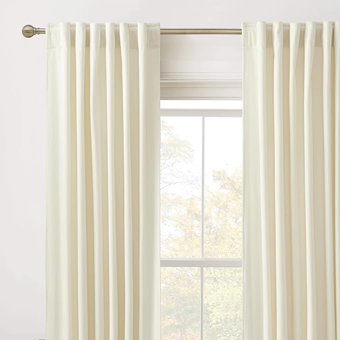 RYB HOME Cream Velvet Room Drakening Curtains 84 inches - Image 2