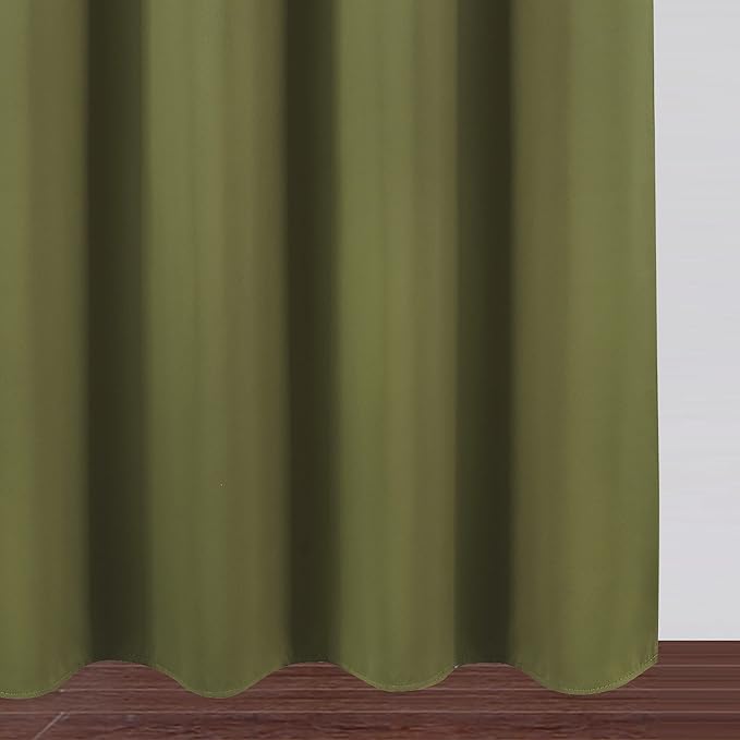 Blackout Curtains 38 x 84 inch/Olive Green Curtains Set of 2 Panels/Thermal - Image 9
