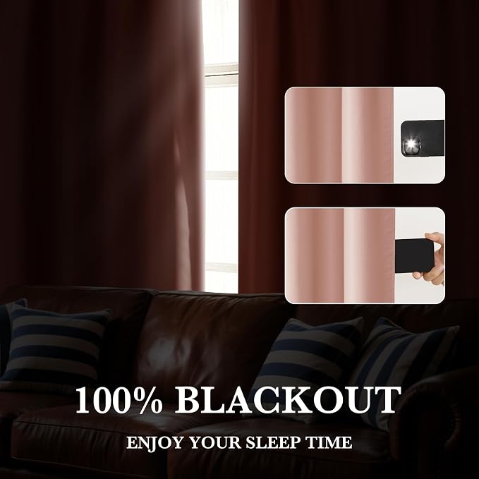 RYB HOME 100% Blackout Bathroom Curtains Over Sink 24 inches Long | Heat UV - Image 5
