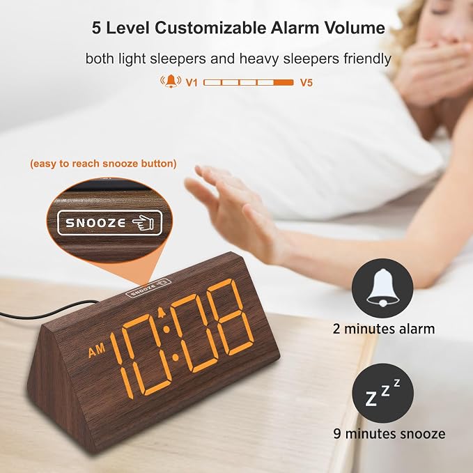 DreamSky Wooden Digital Alarm Clock - Image 6