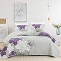 DJY 3 Pieces Quilt Set California King Purple Floral Pattern Quilt Coverlet Set by HOME