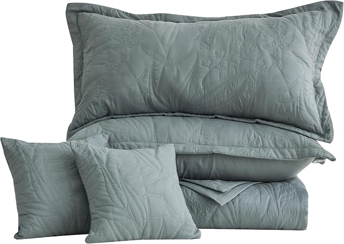 HZ & HY Oversized Queen Bedspreads, 5-Piece Quilt Set, Lightweight Reversible - Image 9