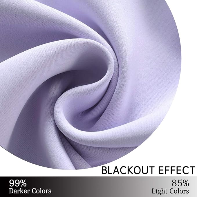 Yakamok Blackout Curtains 38x84 inch Lilac Thermal Drapes-Bedroom | 2 panels - Image 6