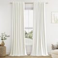 Ivory 100% Blackout Linen Curtains 102 Inch Length 2 Panels Set by Guken