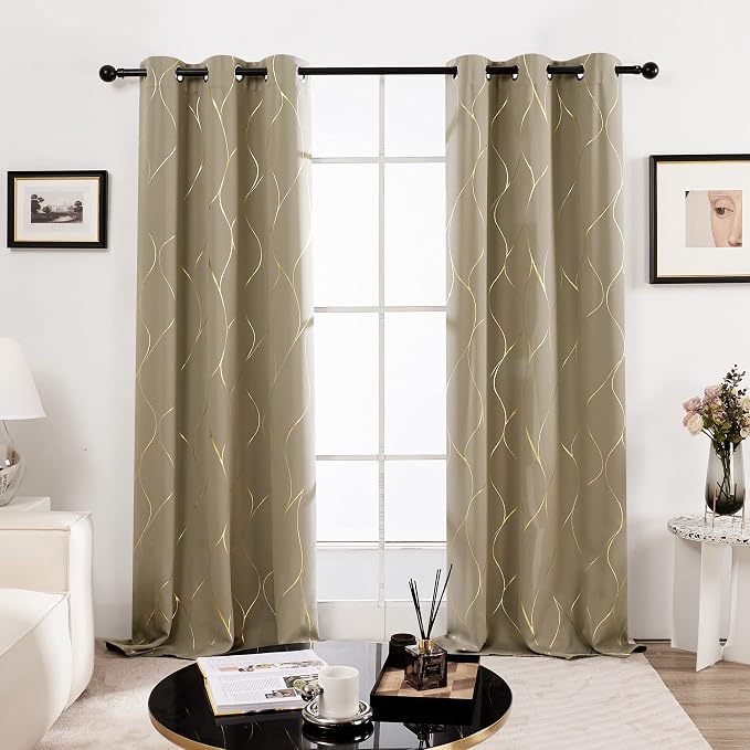 Deconovo Curtains for Living Room, Pattern Blackout Curtains 84 Inches Long | - Image 2