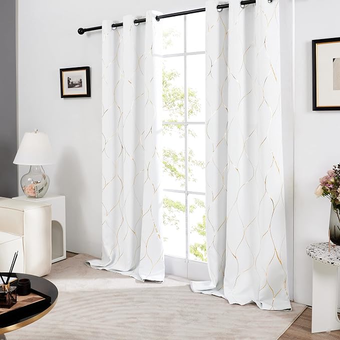 Deconovo Curtains for Living Room, Pattern Blackout Curtains 84 Inches Long | - Image 3
