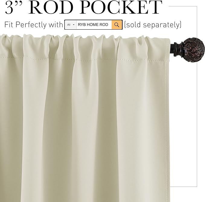 RYB HOME RV Curtains for Camper Windows, Mini Small Curtain Tiers | Thermal - Image 2