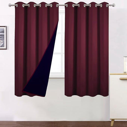 100% Blackout Curtains 52 x 63 Inch/Burgundy Red Curtains 2 Panels by Lemomo