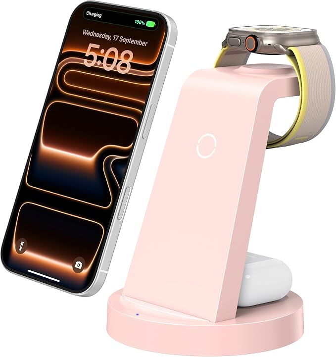 Anlmz 3 in 1 Charging Station for iPhone, Wireless Charger for iPhone 17 16e 16 by WirelessCharger