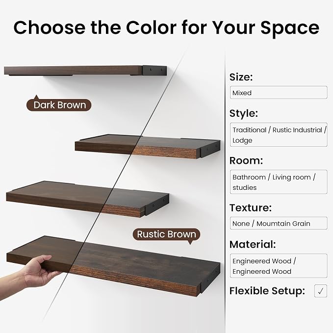 BAYKA Floating Shelves for Wall, Book Shelf for Bedroom, Decor Shelves for - Image 7