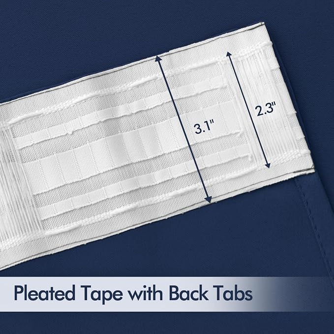 MIULEE Navy Blue Back Tab Blackout Curtains 52x96 Inch Long 2 Panels Set | Rod - Image 4