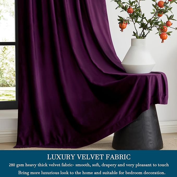 PRIMROSE Purple Velvet Curtains 84 inch Long - Image 3
