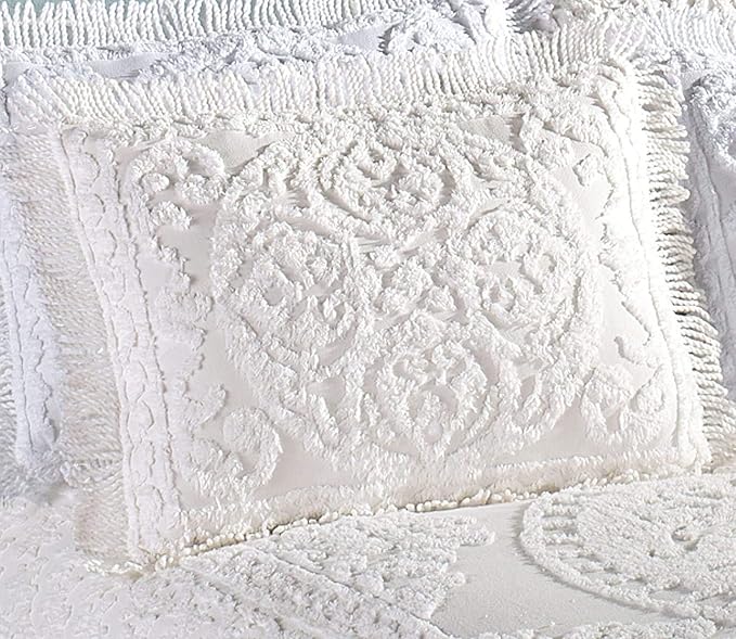 Beatrice Home Fashions Medallion Standard Cotton Chenille Sham, cozy plush 100% - Image 3