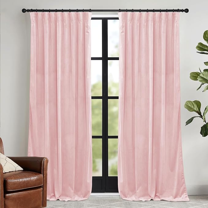 RYB HOME Velvet Curtains 102 inches Long, Extra Long High Ceiling Curtains | by RYBHOME