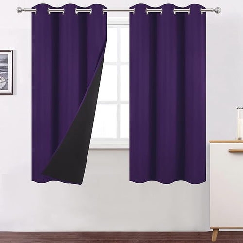 100% Blackout Curtains 40 x 63 Inch/Purple Curtains 2 Panels by Lemomo