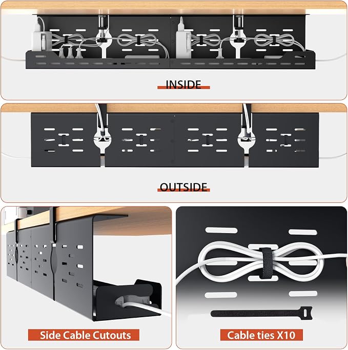 Univivi Under Desk Cable Management Tray, Cable Management, 32 inch, Under Desk - Image 8