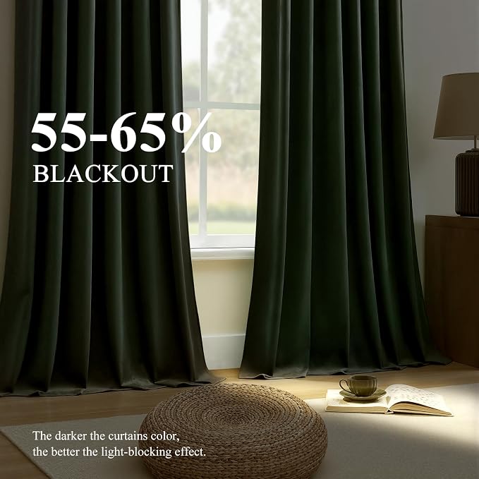 90 Inch Long Velvet Curtains for Bedroom Back Tab Drapes Room Darkening | Super - Image 2
