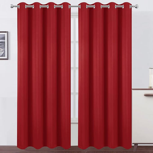 100% Blackout Curtains 52 x 84 Inch/Red Curtains 2 Panels - Image 2