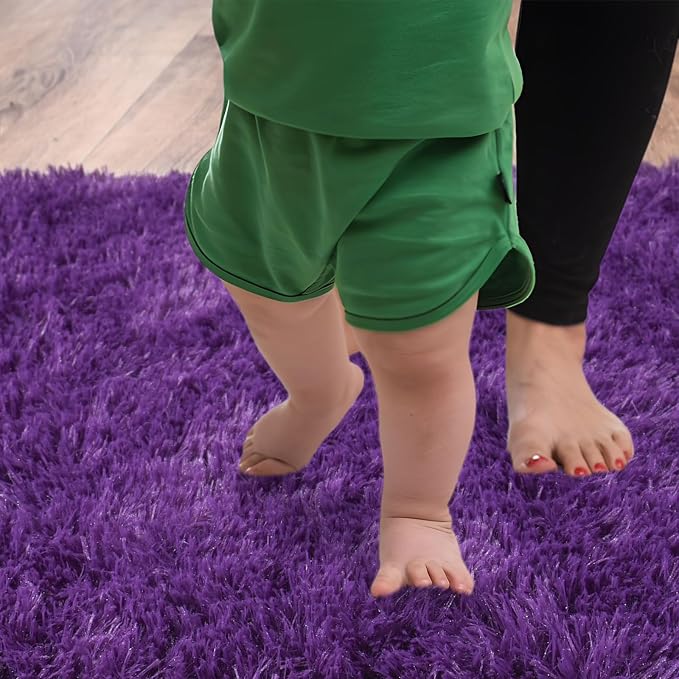 Soft Runner Rugs for Bedroom Hallways, 2x6 Purple Fluffy Shag Throw Area Rug - Image 4