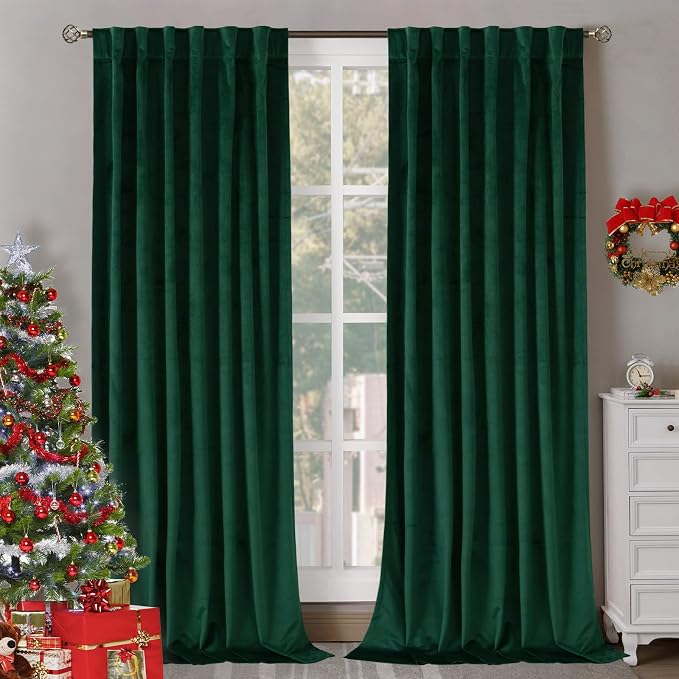 BGment Velvet Blackout Curtains, 2 Panels, 52 x 90 Inch, Emerald Green | Luxury by BGment