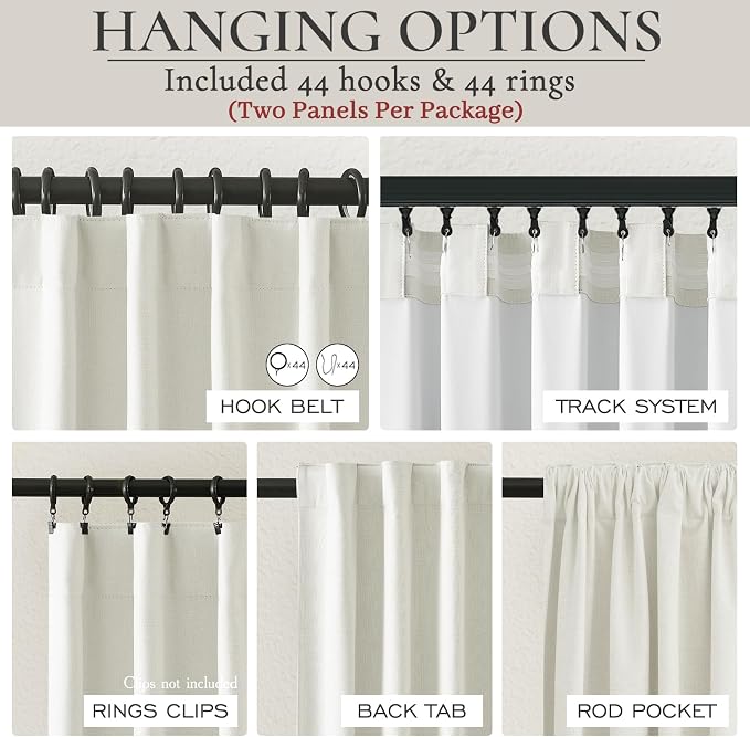 Cute Blackout Curtains 60 Inches Extra Wide Linen 92 Inch Length - Image 3