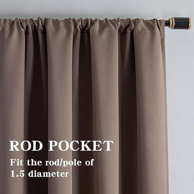 IGEMAEVE Blackout Curtains for Bedroom Grommets Khaki 52" W x 108" L | Living - Image 2
