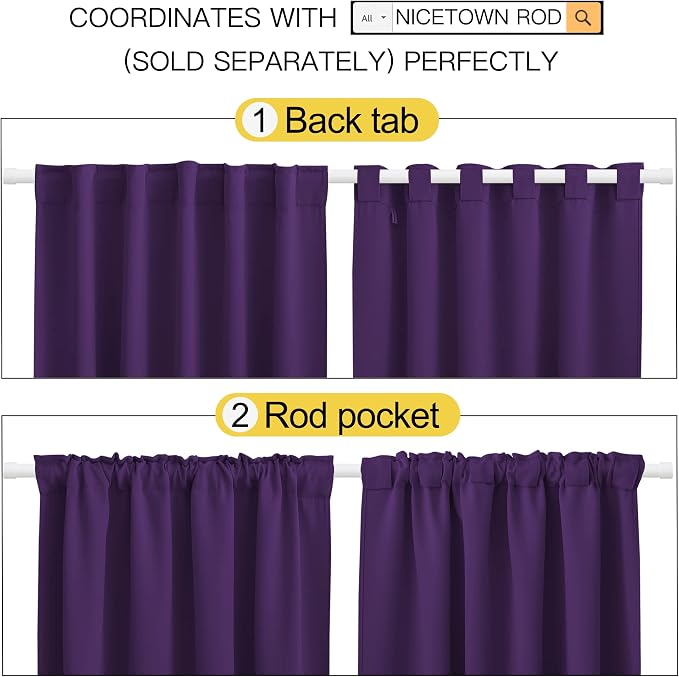 NICETOWN Bedroom Blackout Draperies and Window Treatment- 52 Width X 95 Length - Image 3