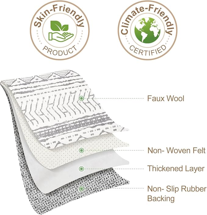 Nakagishi Boho 5x7 Area Rug Living Room Rugs Machine Washable Grey White | Soft - Image 9