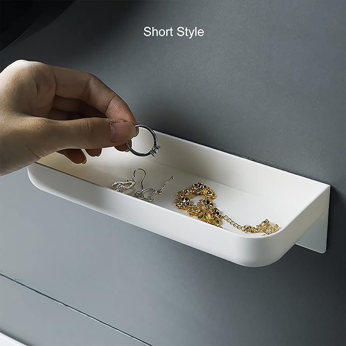 2 Styles Adhesive Plastic Floating Shelves Stick on Wall Mounted Shower - Image 2