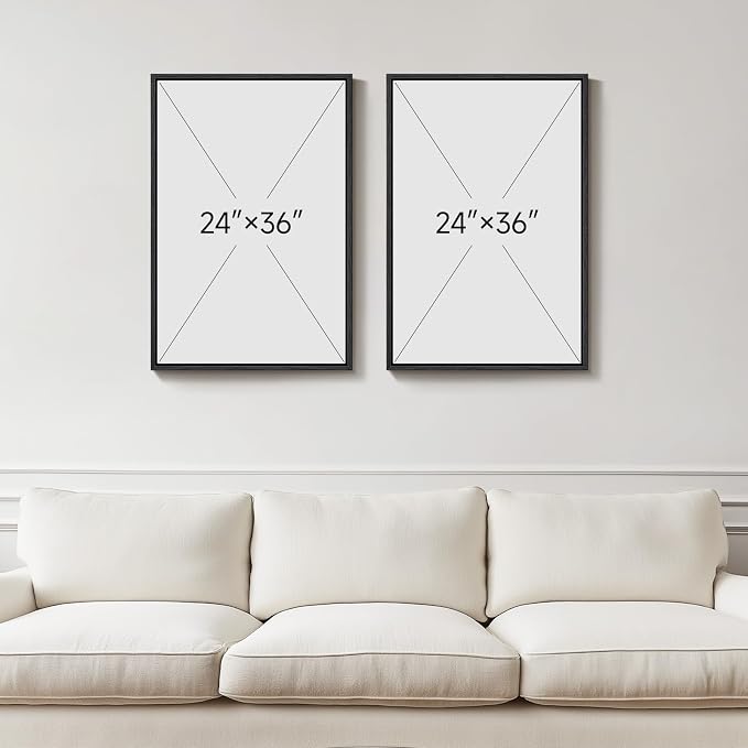 Large Framed Green Abstract Wall Art Set of 2, Modern Canvas Prints Paintings - Image 3