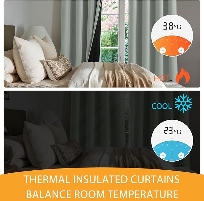 RYB HOME 100% Blackout Curtains 63 inches Length, Thermal Insulated | Thermal - Image 5