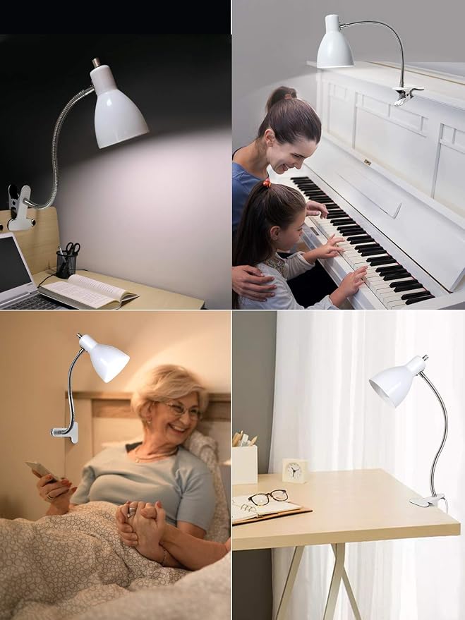 Desk lamp Eye-Caring Table Lamps, 360°Rotation Gooseneck Clip on Lamp Reading - Image 8