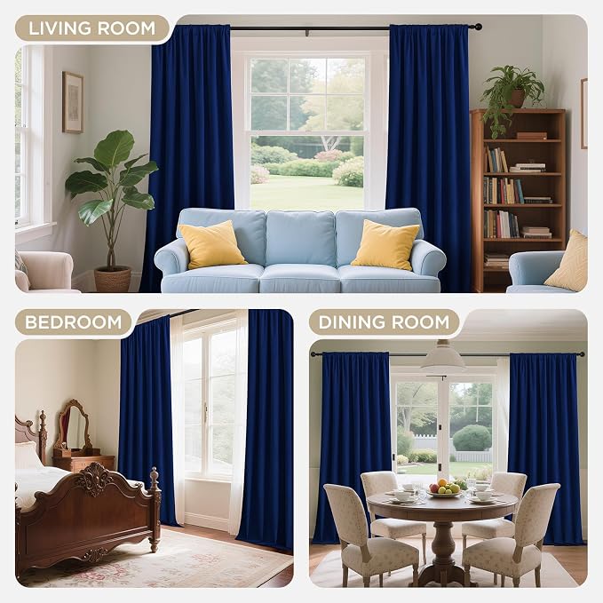 Joydeco 100% Blackout Curtains Velvet Black Out Curtain 108 Inch Drapes | - Image 8