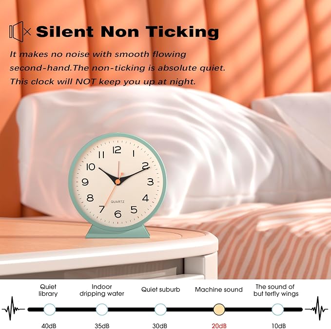 AYRELY® 4.5" Analog Alarm Clock, Small Retro Desk Clock and Table Clock | - Image 6