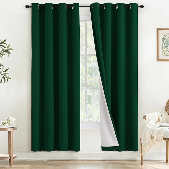 COSVIYA Drak Green 100% Blackout Curtains by COSVIYA