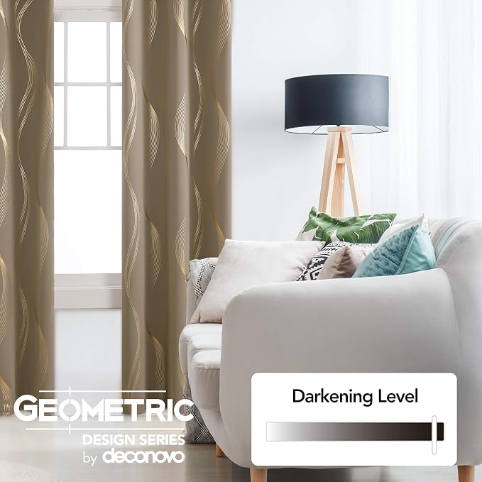Deconovo Curtains for Living Room, Pattern Blackout Curtains 72 Inches Long | - Image 2