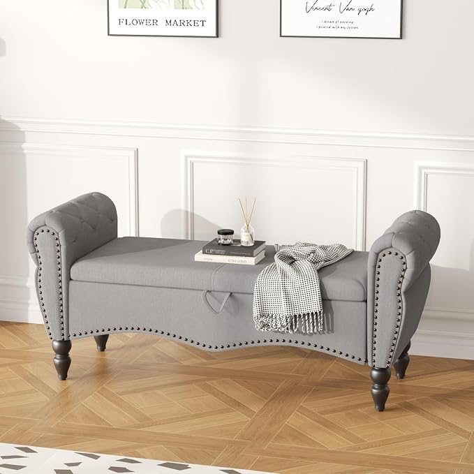51.75" Storage Ottoman Bench for Living Room, Modern Bedroom Benches - Image 8