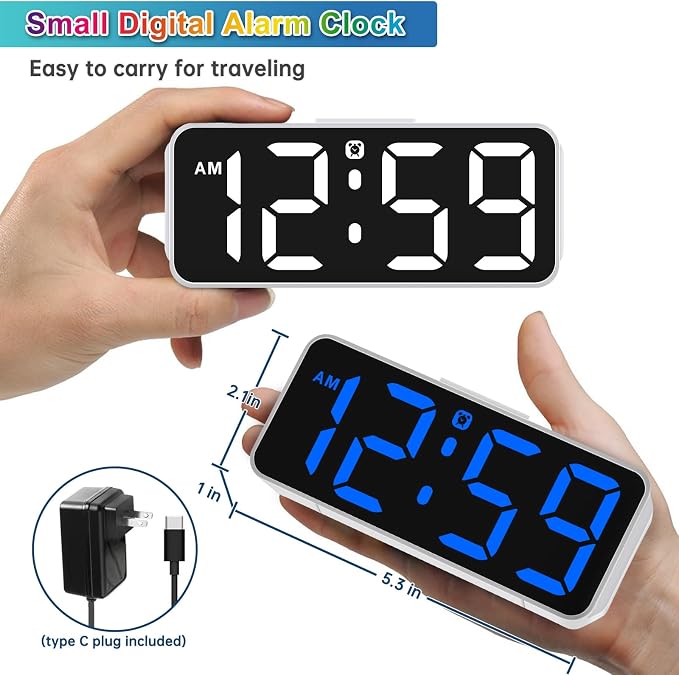Peakeep Small Cute Digital Alarm Clock Plug in - Image 3