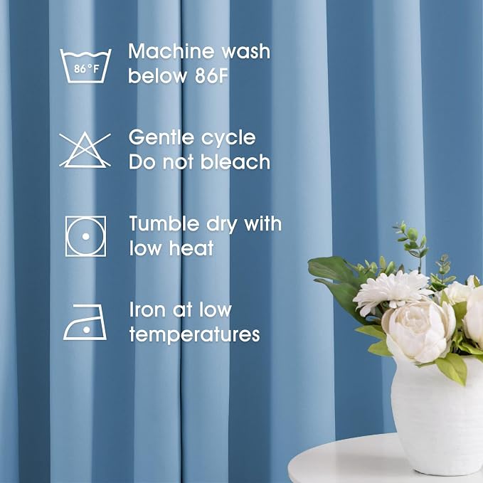 HOMEIDEAS Baby Blue Blackout Curtains 52 X 84 Inch Bedroom Curtains 2 Panels - Image 2