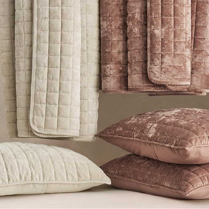 RECYCO Channel Box Stitch Velvet Quilt Set, King Size, Terracotta Clay | Ultra - Image 6