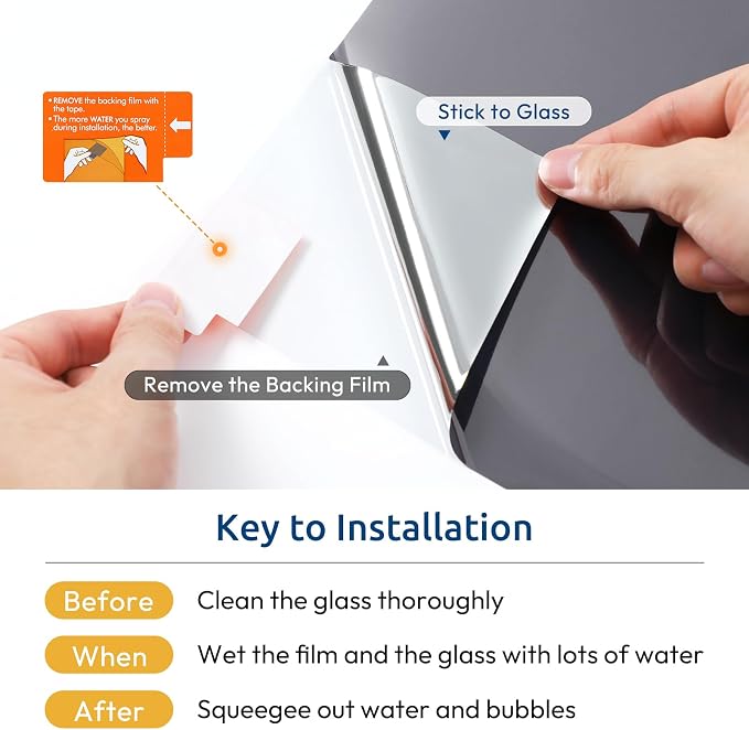 rabbitgoo Window Privacy Film One Way, 17.5" x 118.1", Heat Sun Blocking Anti - Image 8