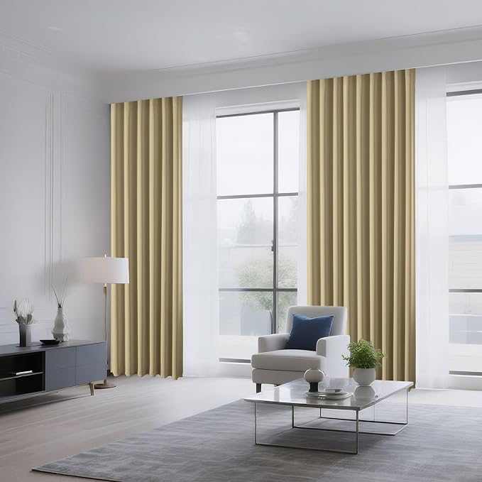 CUCRAF Beige Blackout Curtains 54 inch Length 2 Panels Set, Rod Pocket Room - Image 8
