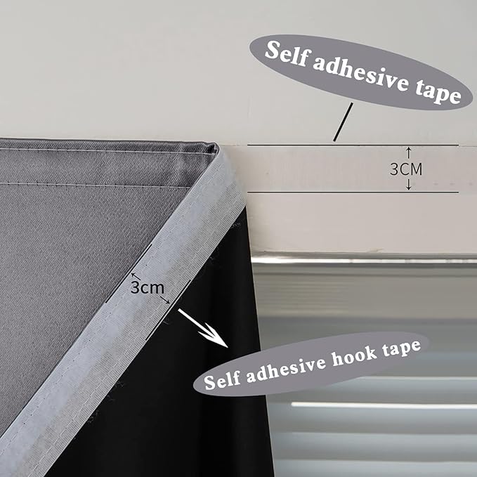AJAZZ 100% Window Blinds Blackout Portable Black Out Curtains Adhesive Curtains - Image 6