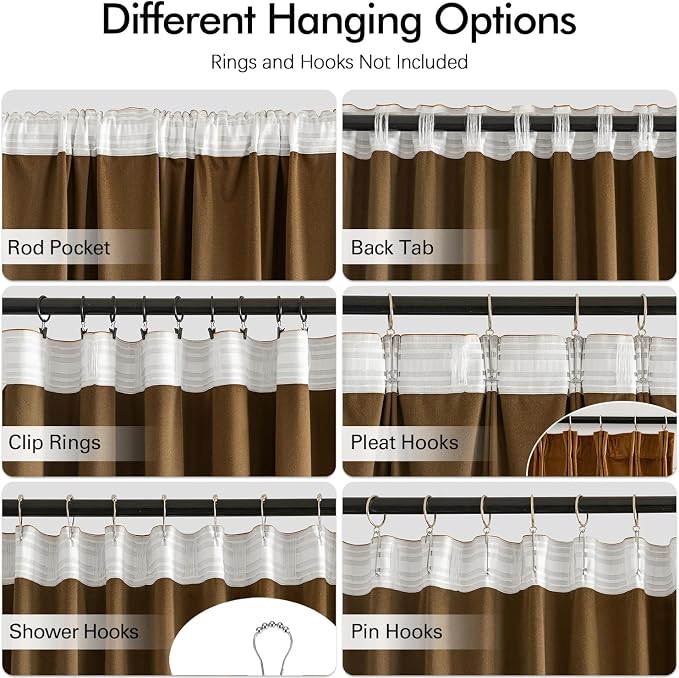 MIULEE Fall Golden Brown Velvet Blackout Curtains Pinch Pleat 52" Wx90 L | 2 - Image 3