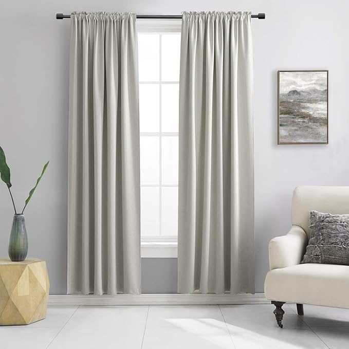 Light Grey Blackout Curtains for Bedroom -Thermal Insulated Window Treatment by DONREN