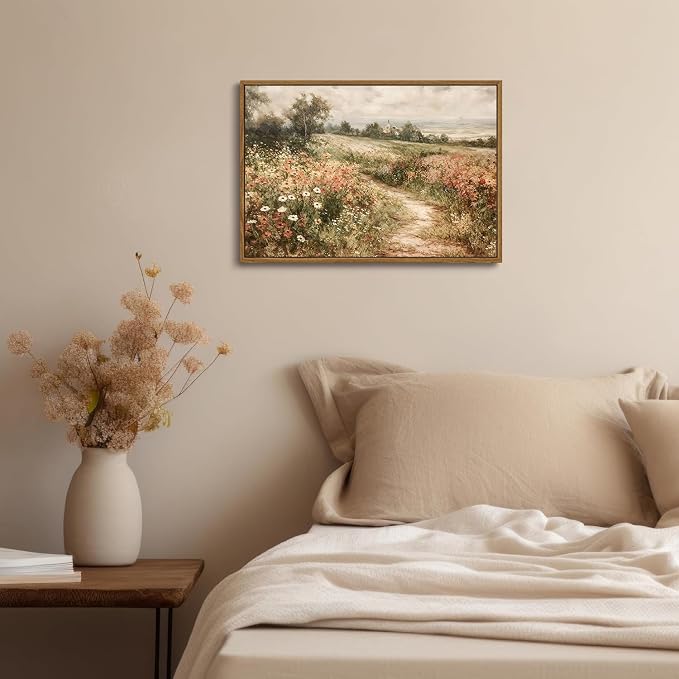 OIQArtOIQ Framed Canvas Wall Art, Vintage Decor, Landscape Nature Country - Image 2