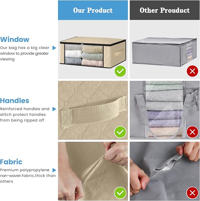 HomeHacks 8-Pack Clothes Organizer Storage Bags, 35L Storage Bins, Reinforced - Image 5