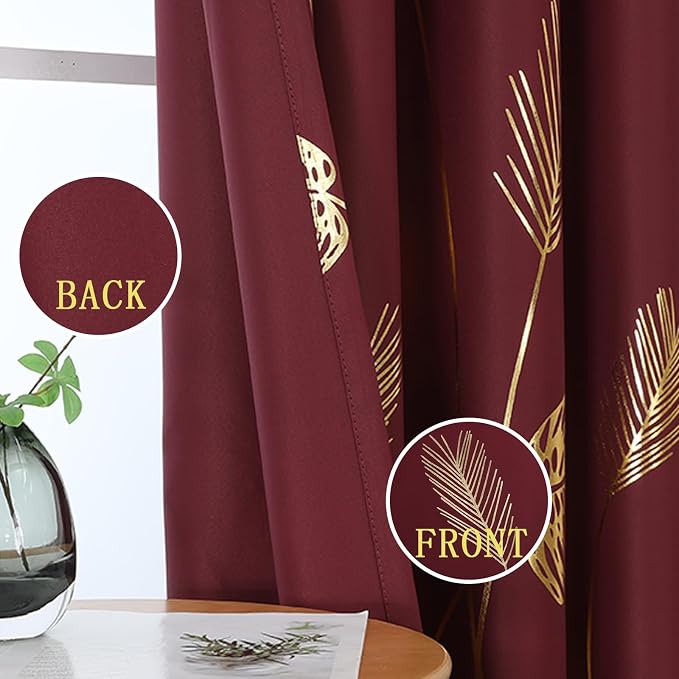Burgundy Red Room Darkening Curtains 72 Inches Long - Image 4