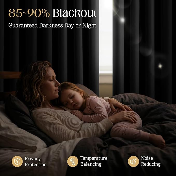 CUCRAF Black Blackout Curtains 63 inch Length 2 Panels Set, Rod Pocket Room - Image 7