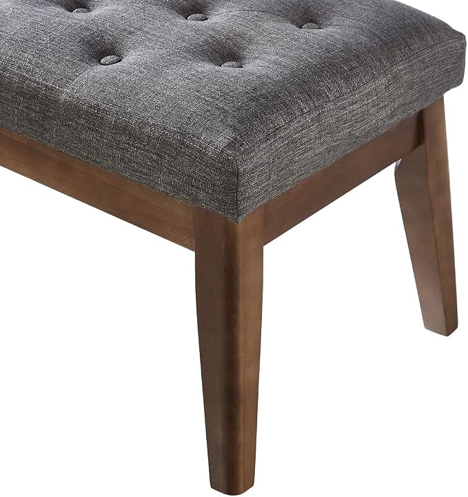 24KF Linen Upholstered Buttons Tufted Entryway Bench - Image 7